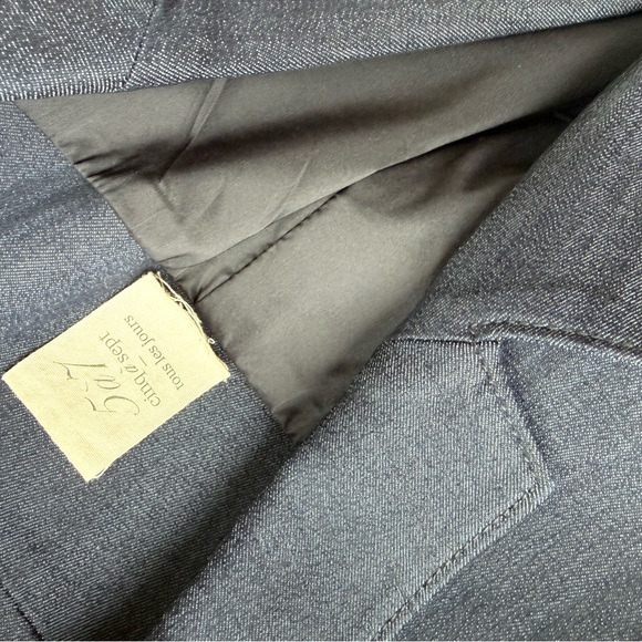 Cinq a Sept tous les jours Dark Blue Denim Blazer with Lace Trim - Picture 3 of 7